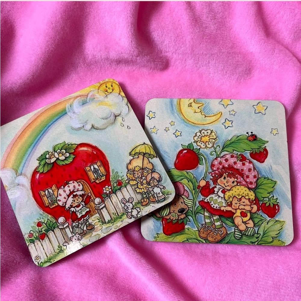 vintage strawberry shortcake drink coasters